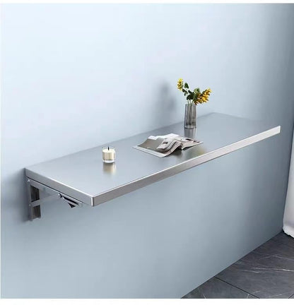 304 Stainless Steel Wall-Mounted Folding Table, Laundry Fold Down Table, Folding Wall Desk for Office Kitchen, Save Space for Room, Storage W 15.7"-47.2", H11.8/15.7"(90x30cm/35.4x11.8in) - size: 90x30cm/35.4x11.8in