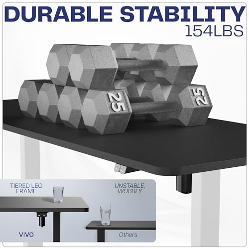 VIVO Black 60 x 30 in Standing Desk, DESK-KIT-0W6B - color: Black Top / White Frame, size: 60 x 30 inch