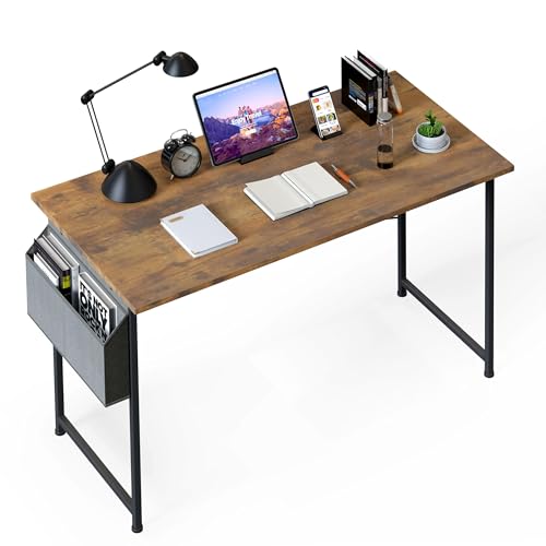 YSSOA Computer Desk Home Office Work Study Writing Modern Simple Table with Headphone Hooks - color: Deep Brown, size: 47 Inch