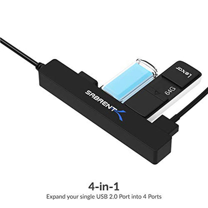 SABRENT 4-Port Portable USB 2.0 Hub for Laptop & Tablet (HB-MCRM) - size: 4-PORT