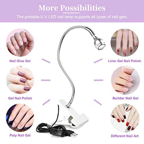 Saviland Mini Nail LED Lamp – Flexible Rotatable USB Quickly Nail Dryer Gel Lamp for Nails with Securing Clip Led Light for Nails for Curing Gel Polish U V Nail Gels Manicure DIY | Securing clip design, USB powered, Fast curing, Salon use, DIY manicure, G