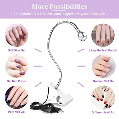 Saviland Mini Nail LED Lamp – Flexible Rotatable USB Quickly Nail Dryer Gel Lamp for Nails with Securing Clip Led Light for Nails for Curing Gel Polish U V Nail Gels Manicure DIY | Securing clip design, USB powered, Fast curing, Salon use, DIY manicure, G