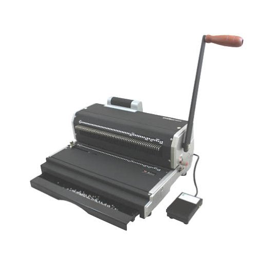 Akiles ACM-ER41+ Model CoilMac-ER Plus Manual Coil Punch with Electric Coil Inserter, Special 4 x 5mm Oval Holes, All 54 Disengageable Pins, Up to 20-Sheet for 20 lbs Paper or 2.6mm for Hardboard | Heavy Duty, Oval Holes, With Electric Inserter