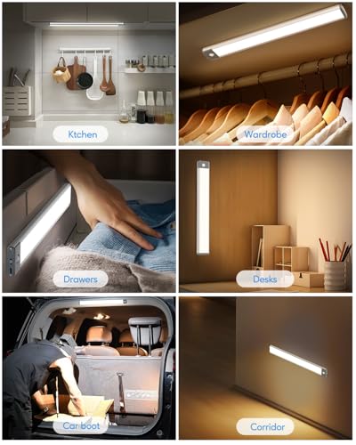 HIBOITEC 60 LED Under Cabinet Lights 2 Packs Stepless Dimming 3 Color Temps - size: 12.6inch-60LED