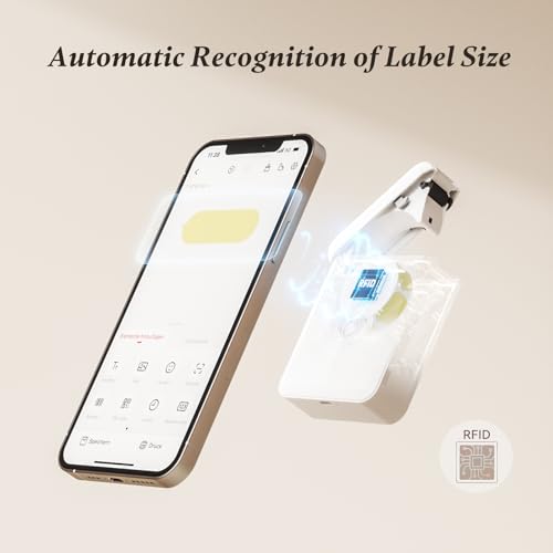NIIMBOT D110 Label Maker Machine, Bluetooth Thermal Label Printer - color: White, style: Label Machine with 3 Label Tapes