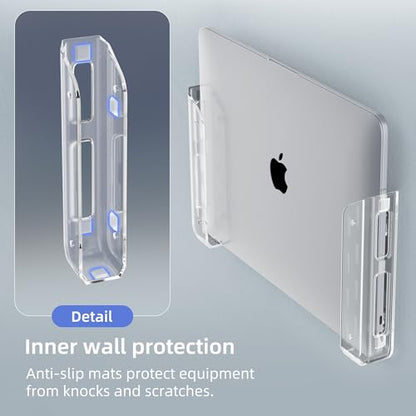 ELETIUO Clear Wall & Under Desk Laptop Mount Holder–Adhesive & Screw in,1.02"/ 26 mm,Anti-Scratch Pads,Universal for MacBooks,Surface,Keyboards,Tablets,Switch &More - color: Transparent