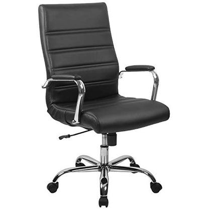 Flash Furniture High Back Office Chair - High Back LeatherSoft Executive Office Swivel Chair with Wheels | 360° Swivel, Height Adjustable, Commercial Grade - color: Black Leathersoft/Chrome Frame
