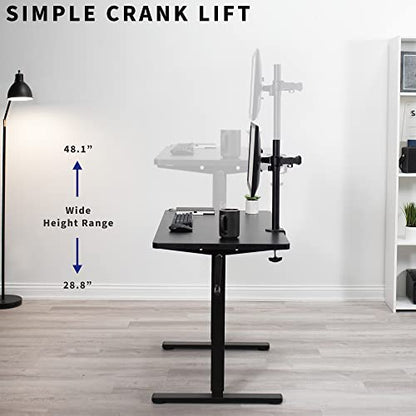 VIVO Manual Height Adjustable 43 x 24 inch Stand Up Desk, Light Wood Solid One-Piece Table Top, Black Frame, Standing Workstation with Foldable Handle, DESK-KIT-MB4C - color: Light Wood Top / Black Frame, size: 43" x 24"