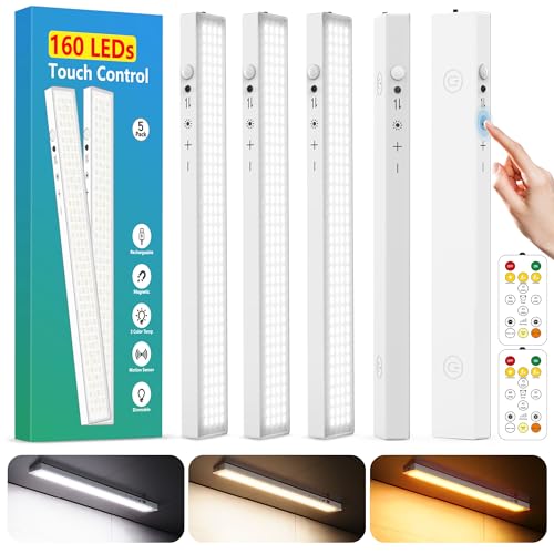 12" Under Cabinet Lights Wireless Rechargeable, Motion Sensor, 5Pack, White - color: White, size: 5Pack