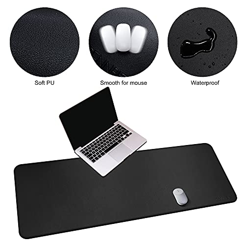 CENNBIE Leather Desk Mat,55" x 19.6" Extra Large Desk Pad Protector (Black) - color: Black, size: 19.6" x 55"