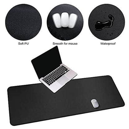 CENNBIE Leather Desk Mat,55" x 19.6" Extra Large Desk Pad Protector (Black) - color: Black, size: 19.6" x 55"