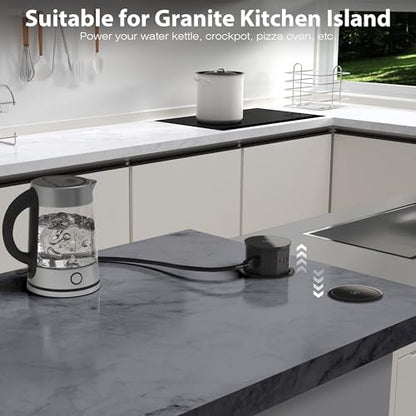 ANNQUAN 4.7" 20amp Pop Up Countertop Outlet Wireless Charger 65W USB Black | Pop Up Outlet with 3 Outlets 3 USB Ports Home Office Kitchen - color: Black, size: 20 Amp(Standard)