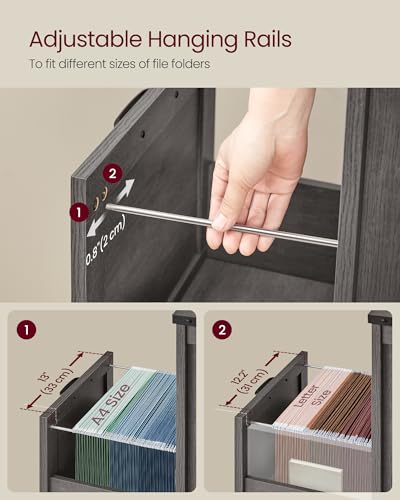 VASAGLE File Cabinet, Filing Cabinet with 2 File Drawers, Printer Stand, Fit A4, Letter Size, Hanging File Folders, Modern Farmhouse Style, for Home Office, Misty Gray UOFC048G01 - color: Misty Gray, style: 2 Drawers