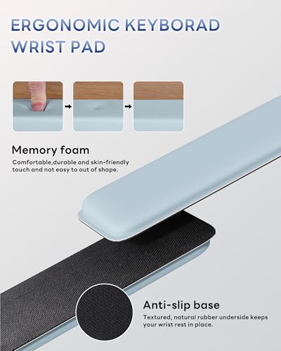 Laborio Computer Keyboard Wrist Rest, Keyboard Riser Stand for Desktop - color: Blue