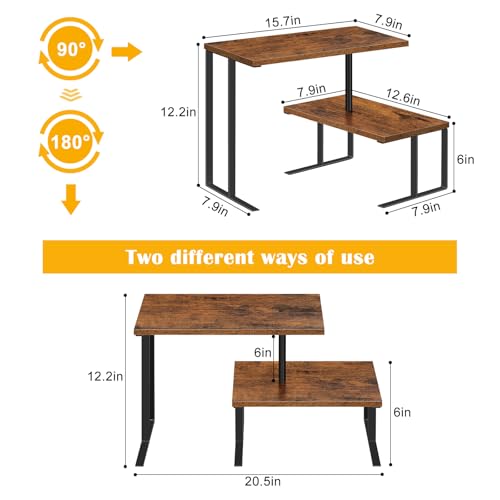 Desk Shelf Desktop Organizer 2 Tier Wood Small Storage Shelf Multi-Purpose Desktop Bookshelf Rotating Desk Stand Storage Organizers for Top of Desk Home Office Kitchen Bedroom