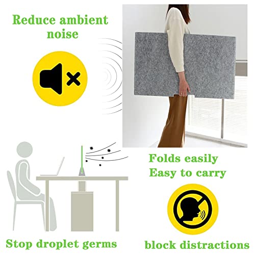 Acoustic Privacy Panels 2 PCS - Freestanding Desk Dividers for Noise Reduction & Visual Distraction Control Foldable Soundproof Cubicle Partition Home Office Use - color: Grays-b, size: 24in/60cm