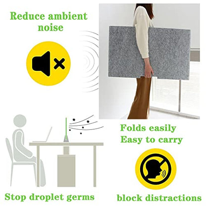Acoustic Privacy Panels 2 PCS - Freestanding Desk Dividers for Noise Reduction & Visual Distraction Control Foldable Soundproof Cubicle Partition Home Office Use - color: Grays-b, size: 24in/60cm