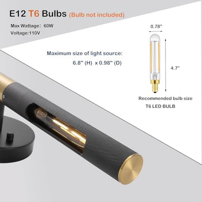 Modern Picture Light 19 inches Brushed Brass Gold Black Wall Sconce with Knurled Texture Cylinder Metal Shades Rotatable 360°Indoor Wall Lighting Fixture for Bathroom Vanity Lights Bedroom - color: 19 inches Gold/Black-Knurled Texture Shades