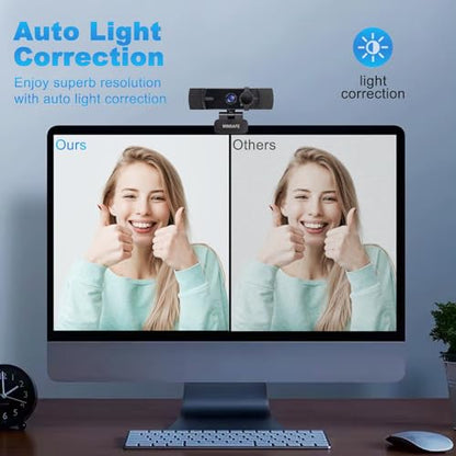4K Webcam for PC, UHD Video Calling, PDAF AutoFocus, Dual Noise-Canceling Microphones, 70° FOV, 1080P@60FPS, Privacy Cover, USB Plug&Play, Works with Teams, Zoom, OBS, Skype