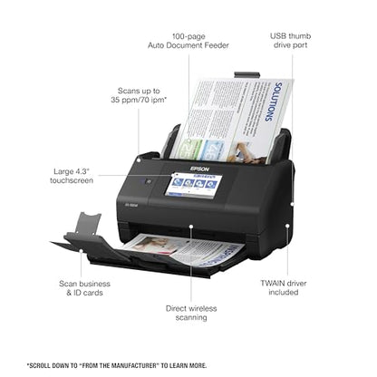 Epson Workforce ES-580W Wireless Color Duplex Desktop Document Scanner