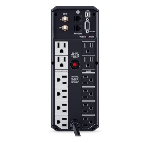 CyberPower CP1350AVRLCD3 Intelligent LCD UPS Battery Backup | 1350VA/815W, 12 Outlets, 2 USB Ports, AVR, Mini Tower, UL Certified - size: 1350VA