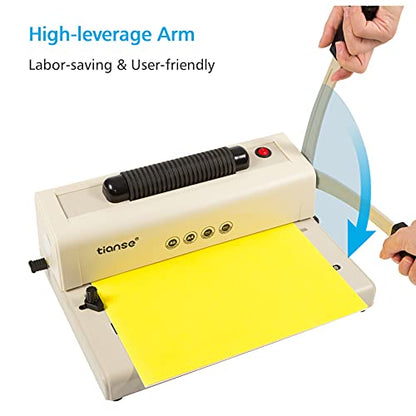 TIANSE Binding Machine - Electric Coil Inserter for Professional Binding, 12-Sheet Punch, for Letter/A4/A5 & Plastic/Metal Coils, with 100 Coil Spines & Pliers for Home, Office, School, DIY