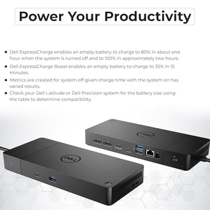 Dell WD19TBS 180W Thunderbolt Dock Bundle, 130W PD + HDMI + DP + TB Cables + Cloth, Black - style: Dell WD19TBS New