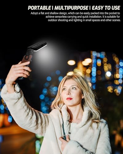 Portable Selfie Light for iPhone: 90 LED Rechargeable Phone Fill Lights, Ring Light for Camera Picture, Makeup Photo, Video Conferences, Laptop Use, Zoom Meetings, TikTok, Vlog Photography - color: Black