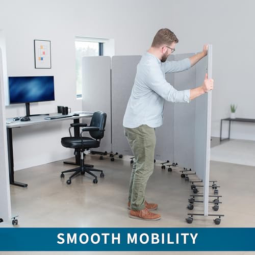 VIVO Freestanding 72 x 66 inch Privacy Panel, Mobile Cubicle Divider, x3 24 inch Wall Partitions, Gray, PP-3-T072G-M - size: 72"