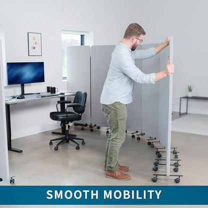 VIVO Gray Mobile 24 x 66 inch Privacy Panel, PP-1-T024G-M | Freestanding Cubicle Divider on Wheels, Acoustic Wall Partition, Single 24 inch Panel with 2-Sided Zipper Attachment System - size: 24"