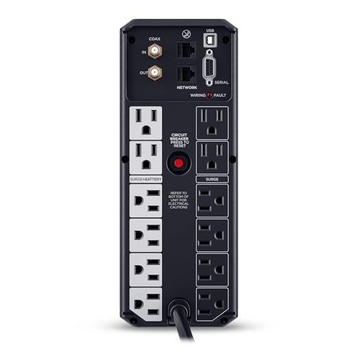 CyberPower CP1500AVRLCD3 Intelligent LCD UPS Battery Backup | 1500VA/900W, 12 Outlets, 2 USB Ports, AVR, Mini Tower, UL Certified - size: 1500VA with USB