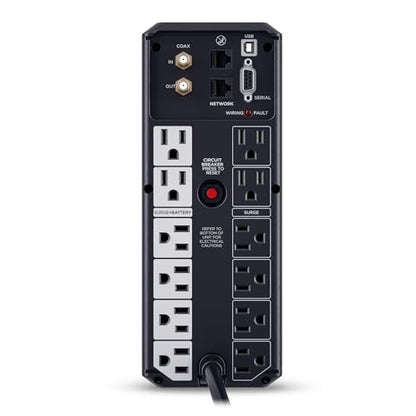 CyberPower CP1500AVRLCD3 Intelligent LCD UPS Battery Backup | 1500VA/900W, 12 Outlets, 2 USB Ports, AVR, Mini Tower, UL Certified - size: 1500VA with USB