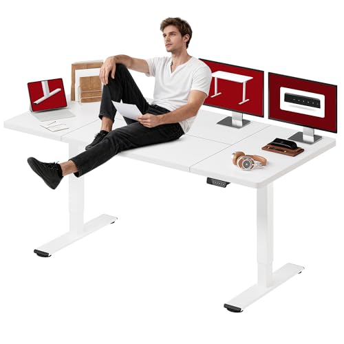 SANODESK Dual Motor 79''x 32'' Large Height Adjustable Standing Desk | Sit Stand Desk with Splice Board for Home Office, Ergonomic Computer Workstation, Study & Gaming, White Frame/White Top - color: White Frame+ White Top, size: 79x32