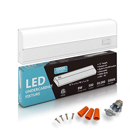 12" Hardwired Under Cabinet Light, 5000K Daylight, ETL, 580 lm, Dimmable - color: 5000K DayLight, size: 12 INCH