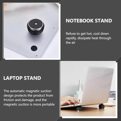 Mikikit Laptop Riser and Cooling Stand for Office Desk, Universal Black Laptop Support with Elevated Ventilated Design for Improved Airflow and Ergonomic Use