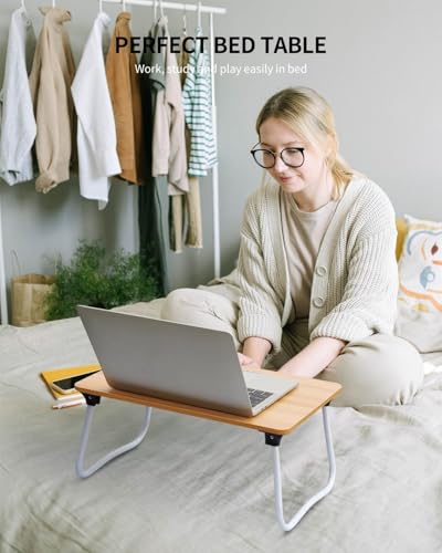 Ruxury Foldable Lap Desk Laptop Stand Bed Desk Table Tray, Breakfast Serving Tray, Portable & Lightweight Mini Table, Lap Tablet Desk for Sofa Couch Floor - Wood - color: Matte Wood