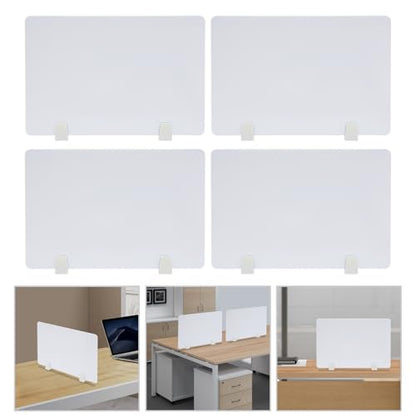 4PCS Desk Dividers Office Partitions, Privacy Desk Panel Protective, Acrylic Plexiglass Shield with Clamps for Offices Schools Call Centers - 23.6”L X15.8”W - color: White