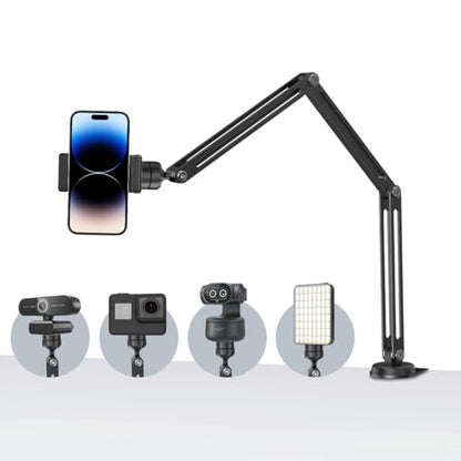 EMEET PIXY Wireless 4K Dual-Lens AI Tracking PTZ Streaming Camera+Overhead Camera Desk Mount, Flexible Articulating Webcam Stand with 1/4" Screw