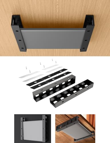 Under Desk Laptop Holder, Under Desk Rack, (Black) | for Keyboard and Small Devices Up to 40mm/1.57in Thick Like Macbooks, Surface, Routers, Modems, Cable Box, Network Switch - color: Black