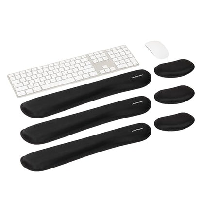 Mind Reader Ergonomic Keyboard and Mouse Wrist Rest Sets, Gaming Accessory, Memory Foam, 16.75" L x 3" W x 0.75" H, 6 pcs, Black - size: 3-Pack