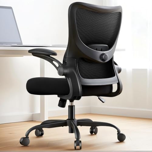 Marsail Ergonomic Office Chair Desk Chair with 3D PU Armrests and Adjustable Lumbar Support Breathable Mesh Chair Executive Rolling Swivel Comfy Task Chair for Home Office Gaming Black - color: Black