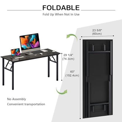 Need Home Office Desk - 60 Inches Large Computer Desk Sturdy Black Table Foldable Desk Gaming Computer Table No Assembly Required AC5CB 60 inch | Black Frame Writing Gaming Work Table/Foldable Home Office Desk/Sewing Table, No Assembly Required - color: B