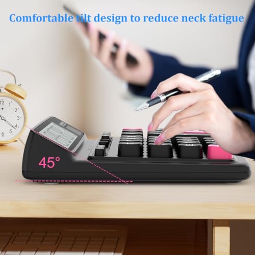 Desktop Calculator with Extra Large 5-Inch LCD Display, 12-Digit Two Way Power Solar & Battery Office Calculator with Big Buttons for Business, Accounting & Home Use(Black) - color: Black