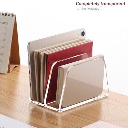 SANRUI Acrylic Mail Organizer for Desk, Mail Holder with 2-Slot, Clear - size: 2 Slots