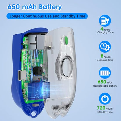 Symcode Bluetooth 2D Barcode Scanner Mini Portable QR Code Scanner 3-in-1 Bluetooth & 2.4G Wireless & USB Wired Barcode Scanner with Android,iOS,Computers,Windows - color: 2D QR Blue