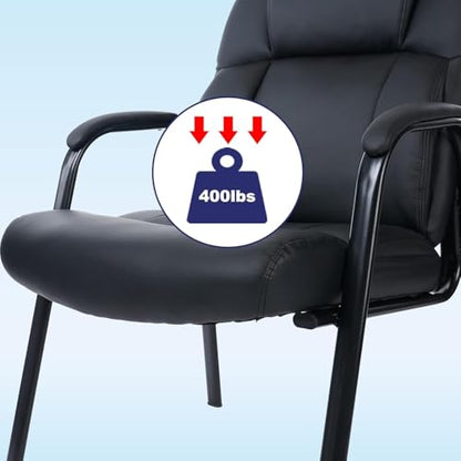 CLATINA Big Tall 500 LBS Wide Guest Chair Heavy Duty, Leather Side Reception Chairs with Padded Armrest No Wheels, Executive Office Desk Chair for Meeting Conference Waiting Room Home, Black 6 Pack - color: Black, size: 4 Pack
