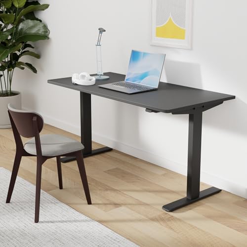 SANODESK One-Piece 1'' Thick Height Adjustable Standing Desk 55''x28'' - color: Black Frame+black Top, size: 55x28"