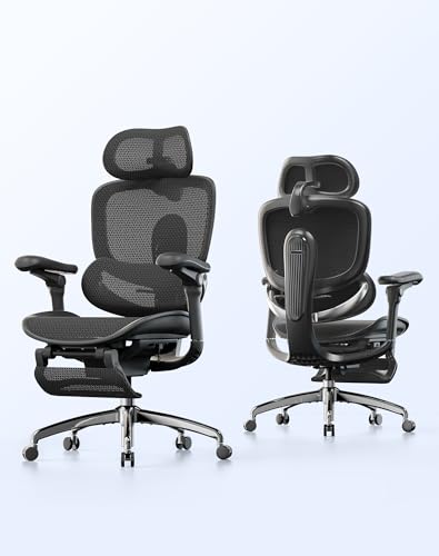 SIHOO Doro C300 Pro V2 Ergonomic Office Chair with Footrest, Black | Full-Body Adaptive Support, 8D Armrests & Breathable Mesh, Comfy High Back Computer Desk Chair for Long Hours, 135° Recline - color: Jet Black, size: Pack of 1
