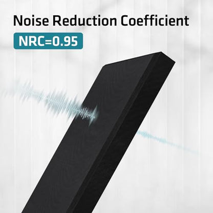 2 Pack Fiberglass Acoustic Panels 48"x12"x2" Soundproof Panels, Black - color: Black