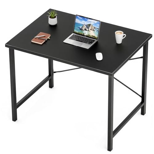 Sweetcrispy 32-Inch Small Computer Desk for Bedroom, Black - color: Black, size: 32-Inch